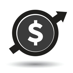 Dollar coin vector growth icon