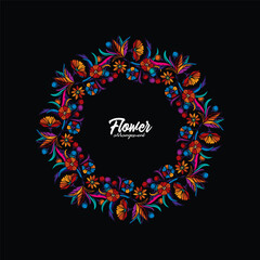 Original vector illustration. Floral wreath in vintage style.