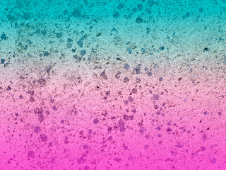 Painted with gradients of turquoise, yellow and pink colors dirty grunge texture of an old concrete...