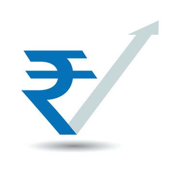 Rupee growth coin vector icon
