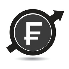 Swiss franc coin vector icon