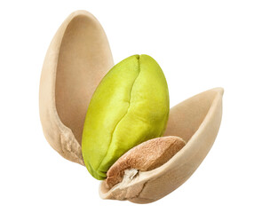 Delicious peeled pistachio cut out