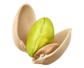 Delicious peeled pistachio cut out
