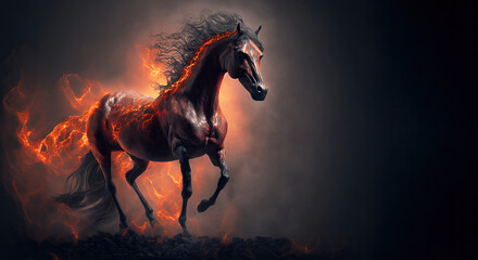 Fototapeta na wymiar Horse Burning From Hell - Generative AI
