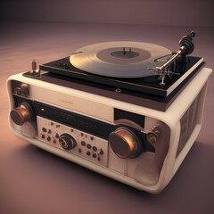 Old dusty vinyl player and controls - generative ai