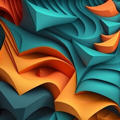 Obraz premium Fond abstrait de polygones colorés en noir orange et bleu Generative AI 