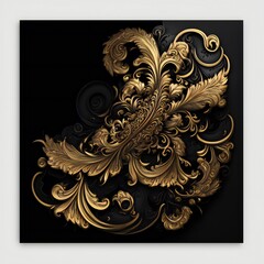 Gold flower on a black background . ai