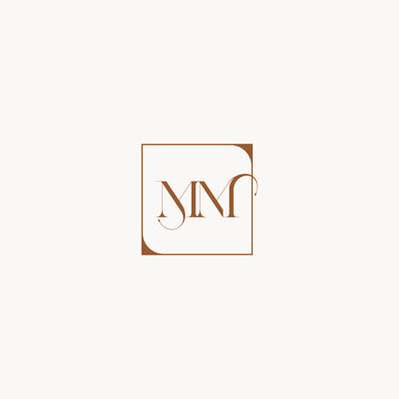 MM brown initial wedding logo design ideas in minimalist square concept