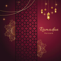 Ramadan kareem background design concept with illustration