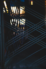 Naklejka premium Background, geometric metal lines in the evening atmosphere