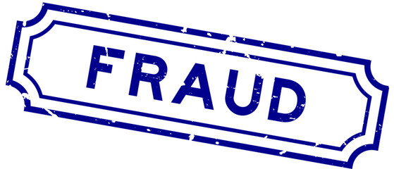 Grunge blue fraud word rubber seal stamp on white background