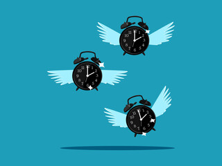 Clock with flying wings. Value of time. business and investment concept vector