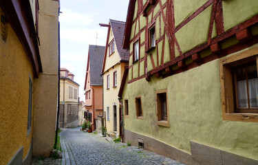 Fototapeta na wymiar quaint ancient town of Rothenburg ob der Tauber or Rothenburg on the Tauber with its half-timbered houses in Bavaria, Germany 