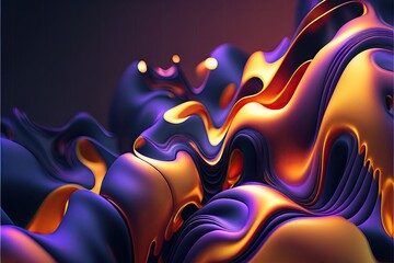 Fototapeta na wymiar Abstract background with dynamic effect, wavy shapes futuristic, gold, purple, IA générative