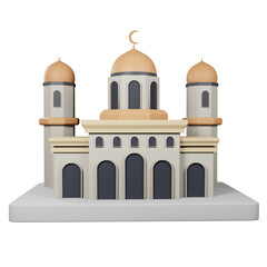 3d Ramadhan Mosque Illustration Isolated on Transparent Background