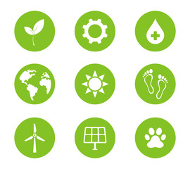 Eco icons set. Web design. Nature energy concept. Illustration.