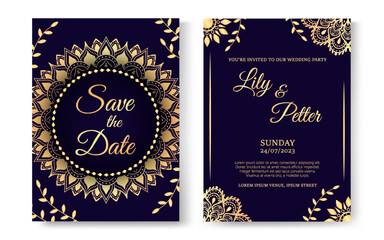 Fototapeta na wymiar Set collection luxury mandala wedding invitation card template