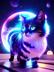 Fototapeta premium A cat in space. Space cat