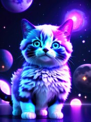 Fototapeta na wymiar A cat in space. Space cat