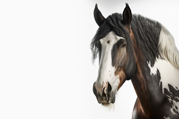 Portrait of a isolated Horse in white background, Generative Ai