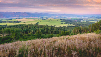 Fototapeta na wymiar Sunrise over the beautiful valley, Slovakia