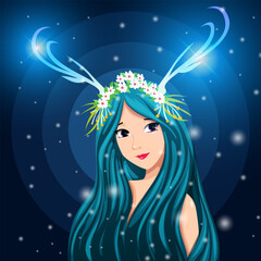 Horned fairy from enchanted forest
