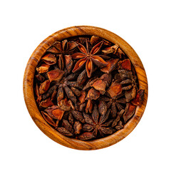 Star anise in a wooden bowl