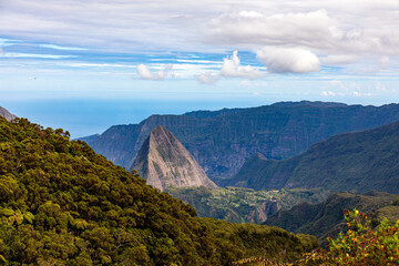 Mafate, Reunion Island - Scenic view of Mafate cirque from Salazie cirque