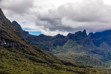 Mafate, Reunion Island - Scenic view of Mafate cirque from col des boeufs