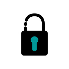 Lock vector icon. Padlock icon vector. Private access icon, restricted access. Turquoise color.