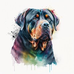 Colorful portrait of a Rottweiller 
