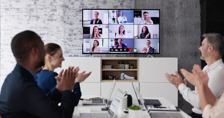 Virtual Webinar Conference Screen Diverse Group