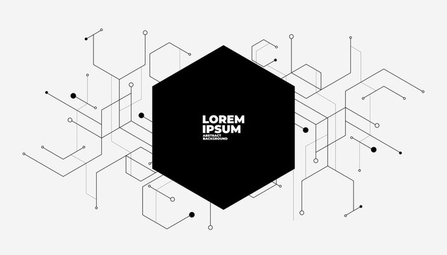 Geometric hexagon lines and dots connection banner template.