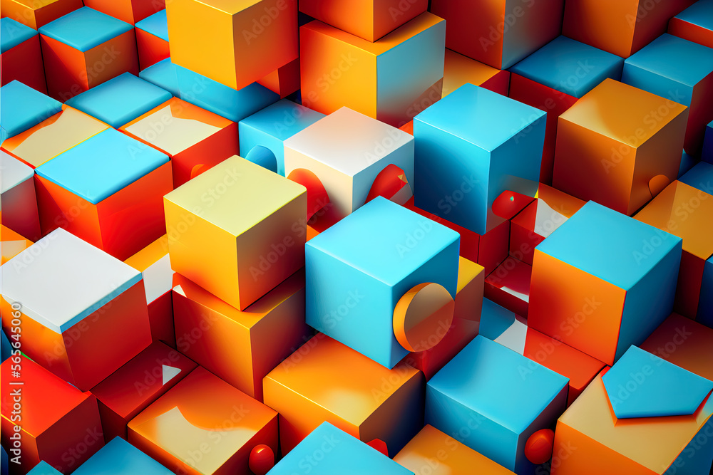 Poster abstract background of 3d cubes. generative ai