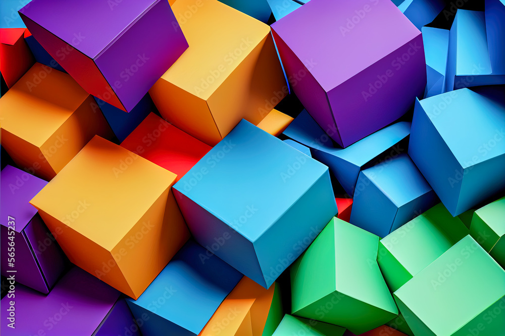 Poster abstract background of 3d cubes. generative ai