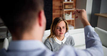 Psychology Hypnosis Using Pendulum. Hypnotic Treatment