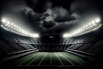 Fototapeta na wymiar Sports stadium with impressive lighting, epic athmosphere, athletes, generative AI