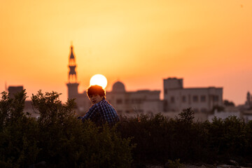 mosque at sunset