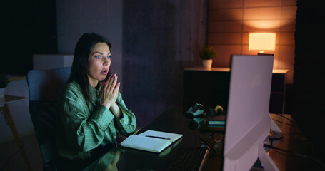 Frustrated Businesswoman Looking At Her Computer Screen
