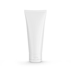 White cosmetic squeeze tube isolated transparent