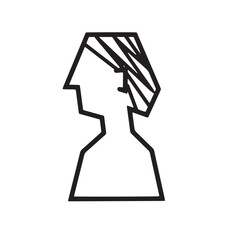横顔シンプルアイコン男性　モノクロ