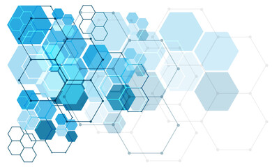 Abstract blue line hexagon light technology futuristic geometric design modern on white background vector