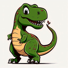 Fototapeta premium Dinosaur t-rex, cute small, cartoon. Generative AI