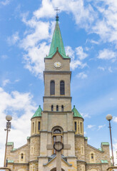 Fototapeta na wymiar Tower of the Holy Family Church in Zakopane, Poland
