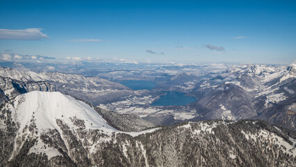 View of Annecy lake and mountain range