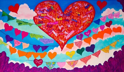 Lovely sweet hearts abstract background. AI generated.