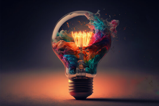 Realistic Lightbulb Background , Smart Thinking Idea And Inspiration Innovation Concept.