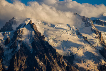 Crevasses of Mont-Blanc, French alps, Chamonix-Mont-Blanc, Haute-Savoie, France - obrazy, fototapety, plakaty