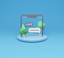 3d rendering password leaking concept with chat bubbles on smartphone screen.