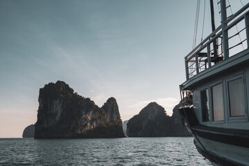 Tourist ship in Bai Tu Long bay